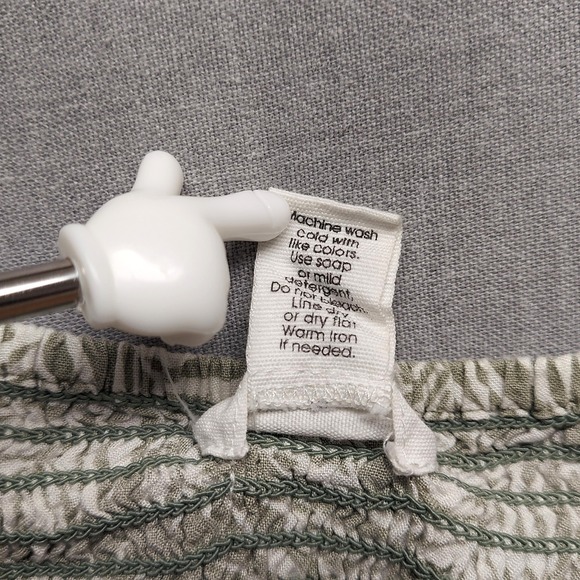 Japna Babydoll Top Cottagecore Boho Floral Ruched Smocked Ruffle Sleeve Sage L - Picture 9 of 12